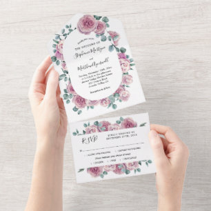 Casamento Eucalyptus Dusty Mauve Rosa Watercolor