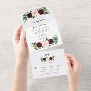 Casamento Eucalyptus Floral Cor-de-Rosa-Blush Verm