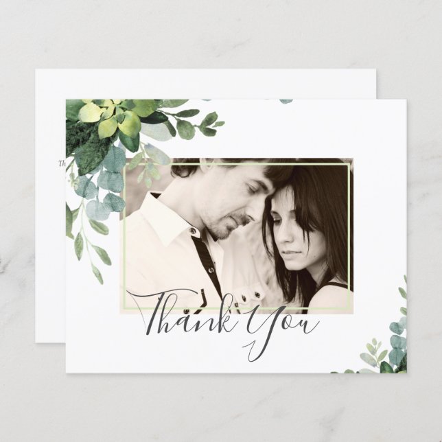 Casamento Eucalyptus - Folhas de Aquarela (Frente/Verso)