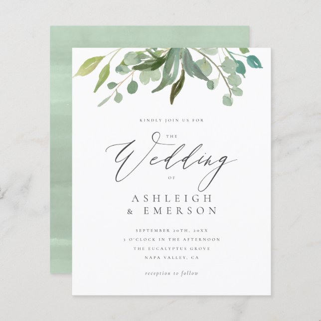 Casamento Eucalyptus Greenery (Frente/Verso)