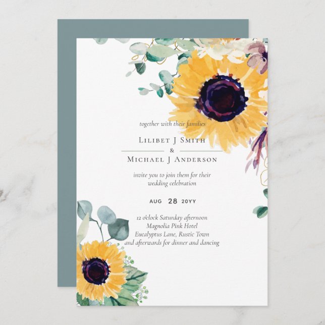 Casamento Eucalyptus Greenery (Frente/Verso)