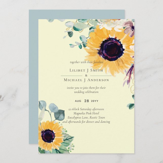 Casamento Eucalyptus Greenery (Frente/Verso)