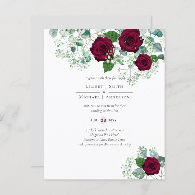 Casamento Eucalyptus, Rosa da Borgonha (Frente/Verso)