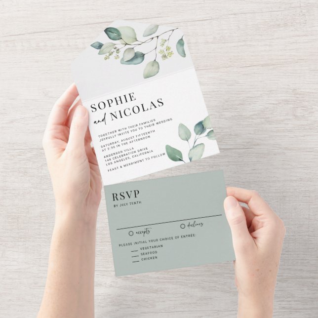Casamento Eucalyptus Verde Sage (Aba destacável)
