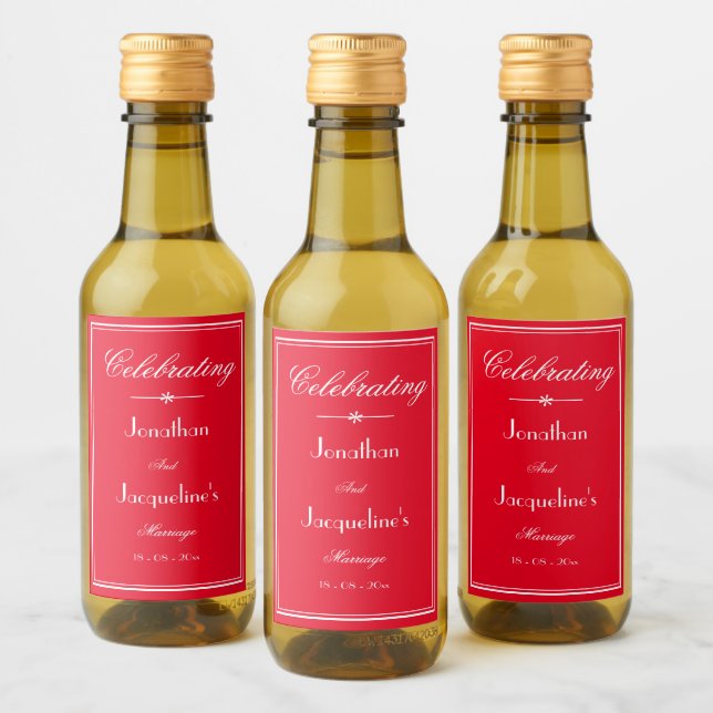Casamento Favorece Script Name Elegante Chic Red M (Garrafas)