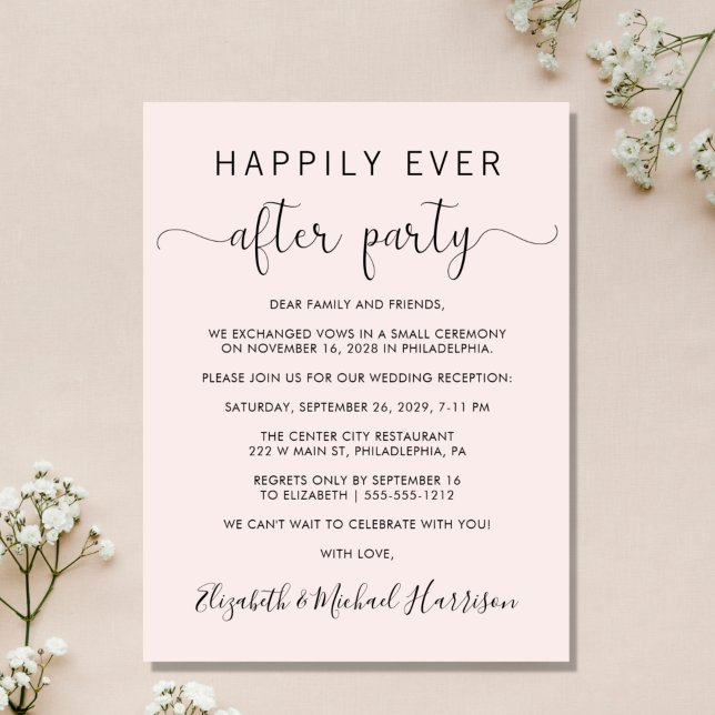 Casamento Feliz De Todos Os Dias Após Convite Rosa (An affordable wedding announcement + reception invitation without compromising on quality or design)