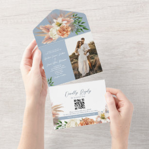 Casamento Flor de Pêssego e Azul Empoeirado