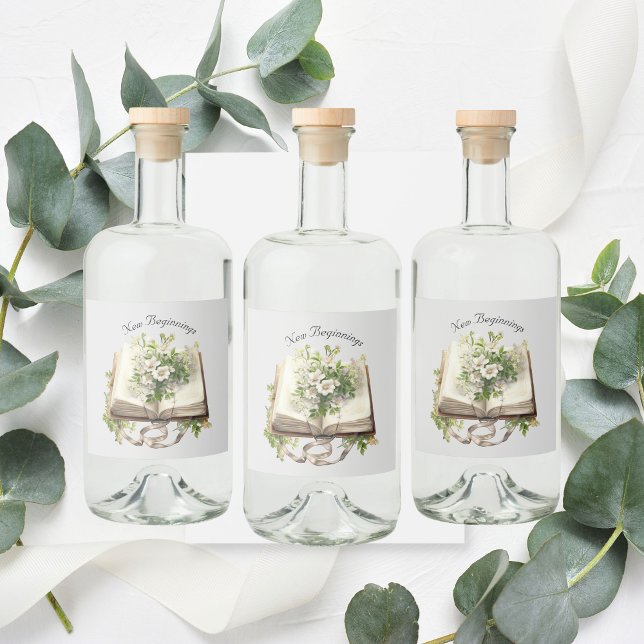 Casamento Floral Aberto de Livro (New Beginnings Liquor Labels )