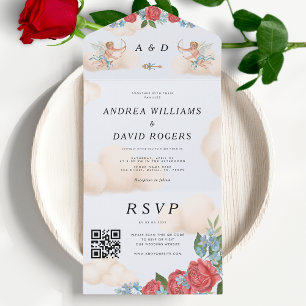 Casamento Floral Antiquado Cupido Vintage