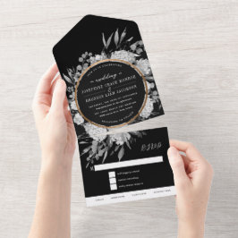 Casamento Floral Aquarela Preto e Branco