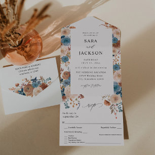 Casamento Floral Azul Beige & Dusty