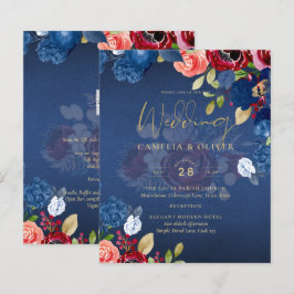 Casamento Floral Azul Borgonha Rústico