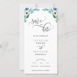 Casamento Floral Azul, Branco Salvar O Indicador D