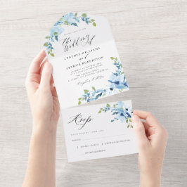 casamento floral azul claro com aquarela