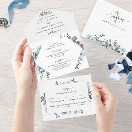 Casamento Floral Azul com RSVP Perfurado