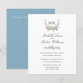 Casamento floral azul e Dourado do Quic Monograma