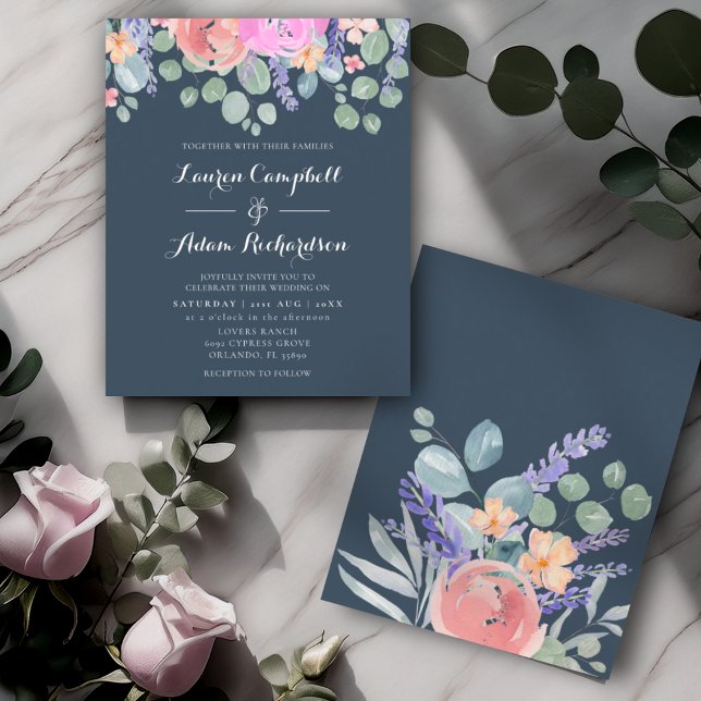 Casamento Floral Azul e Eucalyptus Watercolor (Criador carregado)