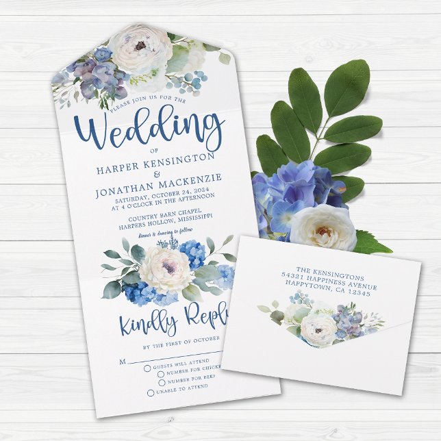 Casamento Floral Azul Elegante Russo (Criador carregado)