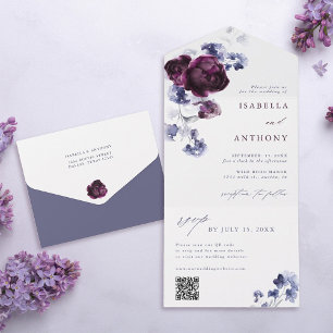 Casamento Floral Azul-Indígo e Roxo-Púrpura