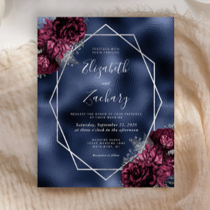 Casamento Floral Azul Marinho Prata Bordô no Orçam