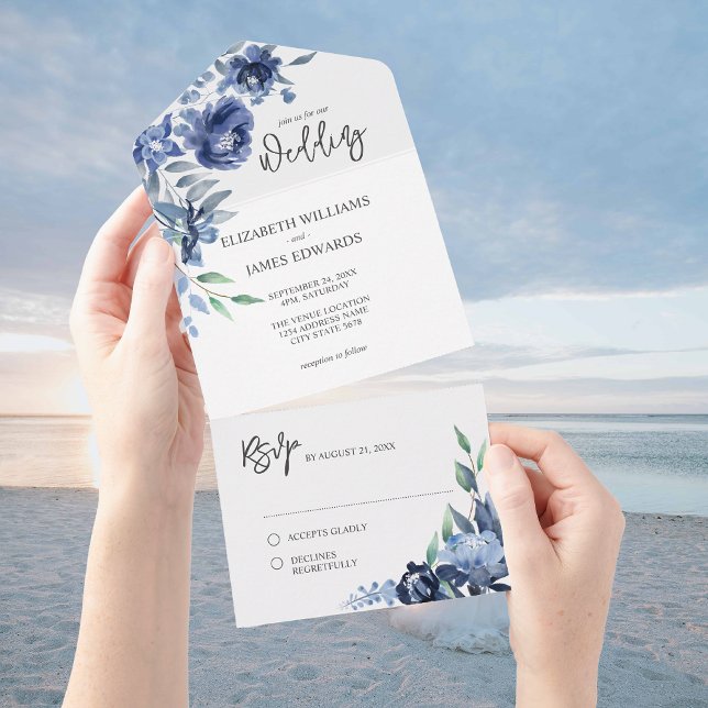 Casamento Floral Azul Poeirento Marinho (Criador carregado)