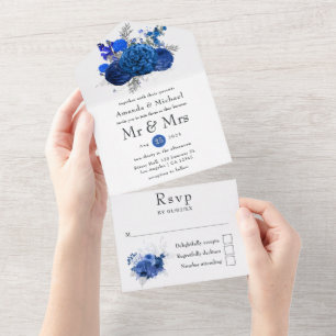 Casamento Floral Azul Real e Prata