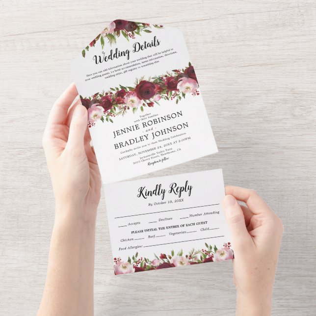 Casamento Floral Blush Borgonha (Tearaway)