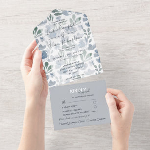 Casamento Floral Boho Azul em Aquarela