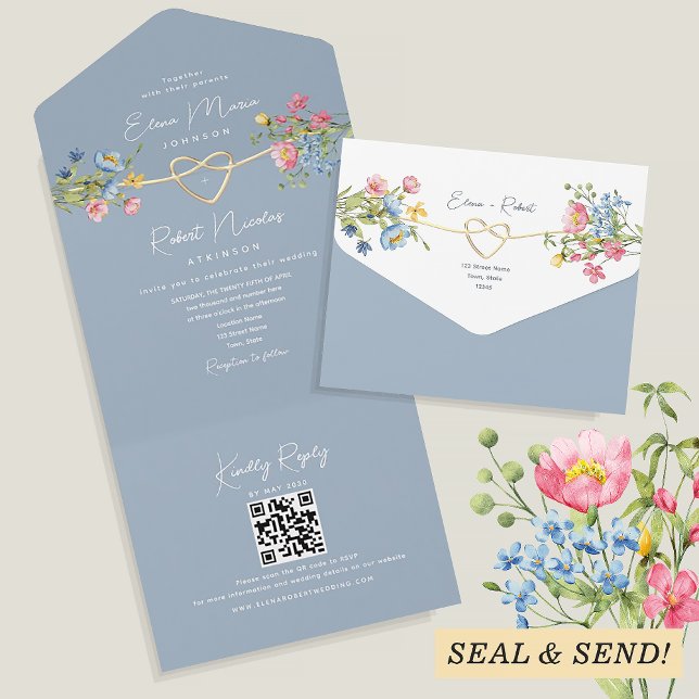 Casamento Floral Boho Azul Empoeirado (Criador carregado)
