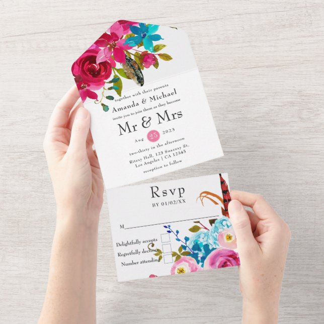 Casamento Floral Boho Chic Aquarela (Aba destacável)