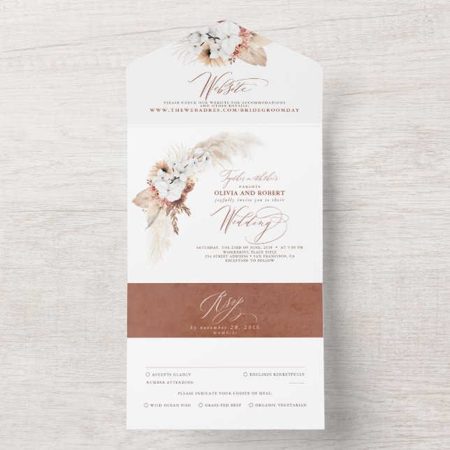 Casamento Floral Boho de Terracotta Grass Grass (Inside)