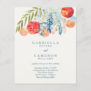 Casamento Floral Boho De Vintage Red Watercolor