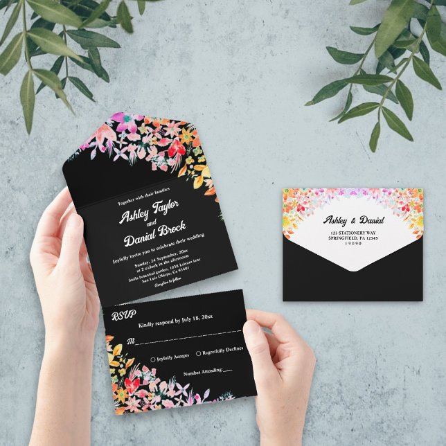Casamento Floral Botânico de Rosas Coloridos Elega (Criador carregado)