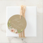 Casamento Floral Botânico Obrigado Por Etiquetas F<br><div class="desc">Folhas da floresta botânica e arranjo floral,  obrigado de casamento você favorece etiquetas em taupe. "obrigado você" em gráfico de caligrafia branca com linhas para seus nomes e data do evento.</div>