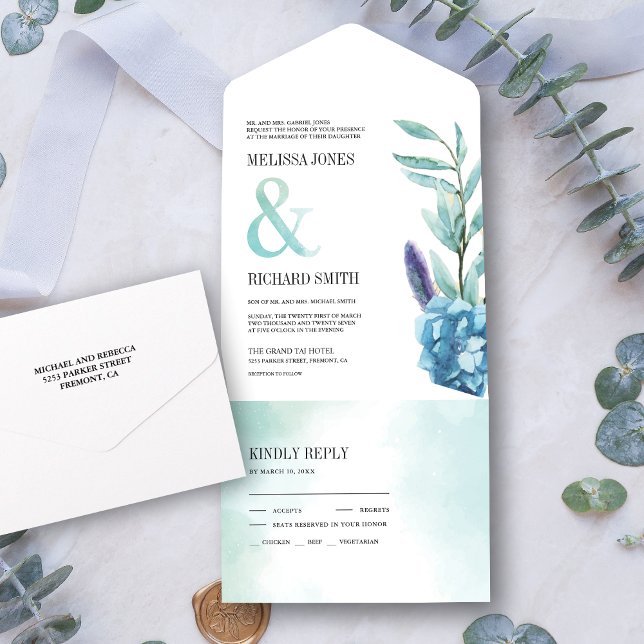 Casamento Floral Botânico Rústico Azul Poeirento (Criador carregado)