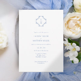 Casamento Floral Branco + Azul Monograma