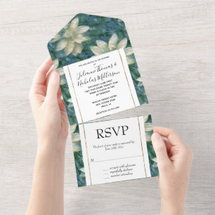 Casamento Floral Branco Azul Teal