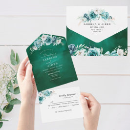 Casamento Floral Branco Dusty Emerald Green