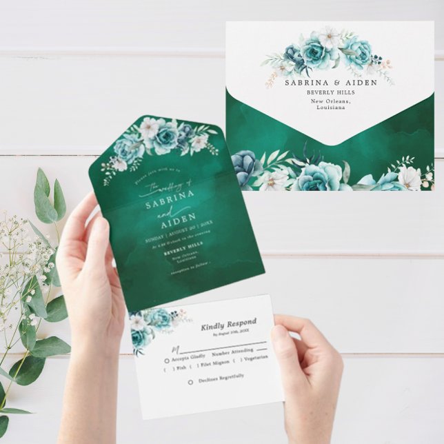 Casamento Floral Branco Dusty Emerald Green (Criador carregado)