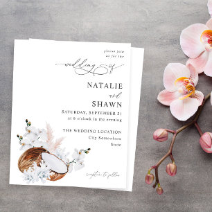 Casamento Floral Branco e Coral de Coco de Orçame