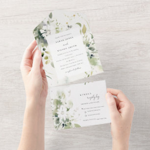 Casamento Floral Branco Elegante Boho Abstrato Ver