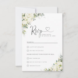 Casamento Floral Branco Elegante Com RSVP De Escol