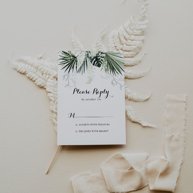Casamento Floral Branco Tropical Greenery RSVP (Criador carregado)