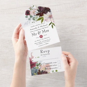 Casamento Floral Burgundy, Navy e Blush