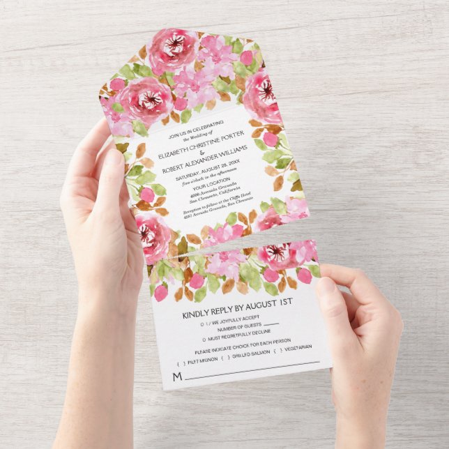 Casamento Floral Cor-de-Água Rosa (Tearaway)