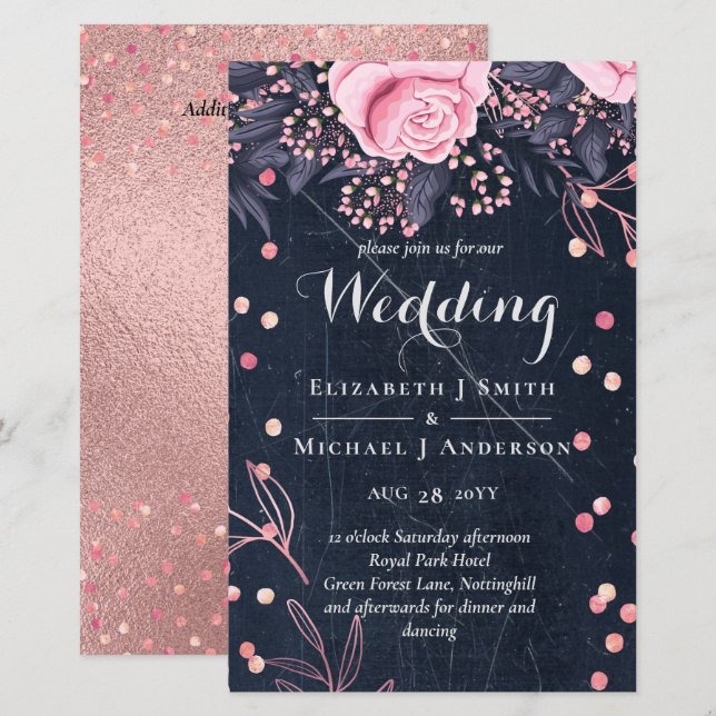 Casamento Floral Cor-de-Rosa Cor-de-rosa Leah G De (Frente/Verso)