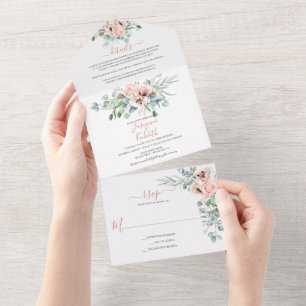 Casamento Floral Cor-de-Rosa-Esbranquiçada e Aqua