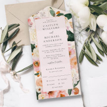 Casamento Floral Cor-de-Rosa Esmagada Elegante