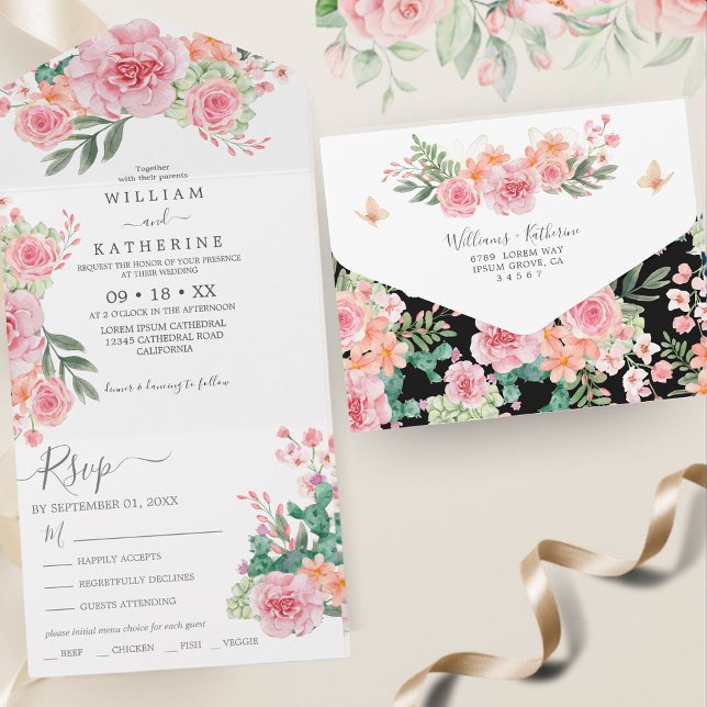 Casamento floral cor-de-rosa-preto (Criador carregado)