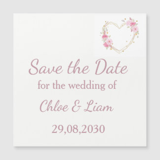 Casamento Floral Coração Rosa Aquarela